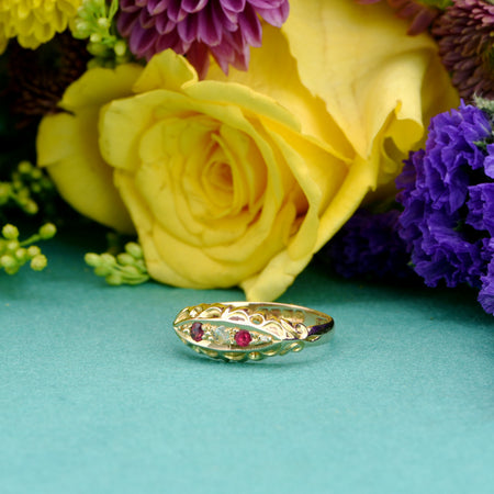 The Antique 1918 Diamond and Garnet Ring - Antique Jewellers