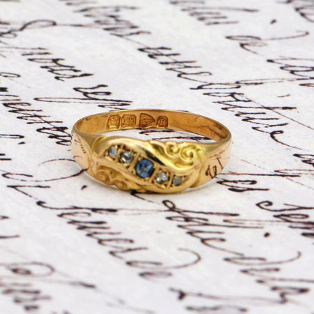 The Antique Victorian 1898 Sapphire and Diamond Ring - Antique Jewellers