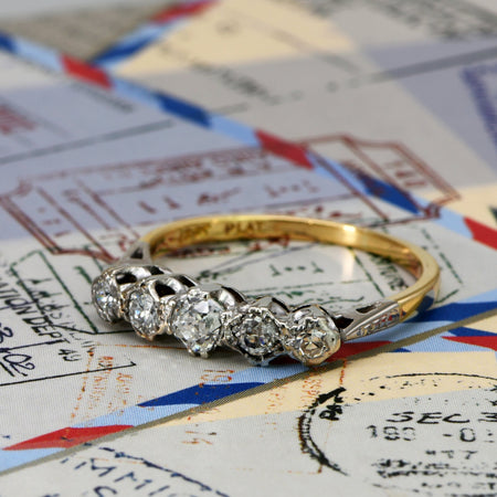 The Vintage Old Brilliant Cut Five Diamond Ring - Antique Jewellers
