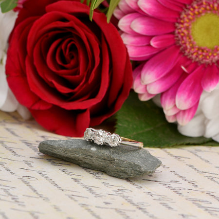 The Victorian 1895 Old Cut Three Diamond Ring - Antique Jewellers