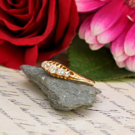 The Antique 1910 Edwardian Old European Cut Five Diamond Ring - Antique Jewellers