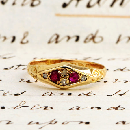 The Antique 1910 Chester Ruby & Diamond Ring - Antique Jewellers
