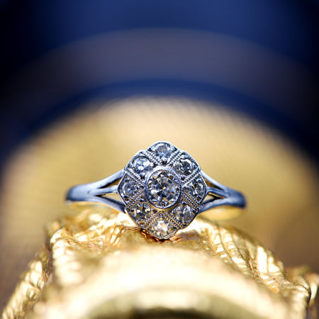 Art Deco Pavé Set Diamond Engagement Ring, Vintage (1920s), 0.33ct, K - Antique Jewellers