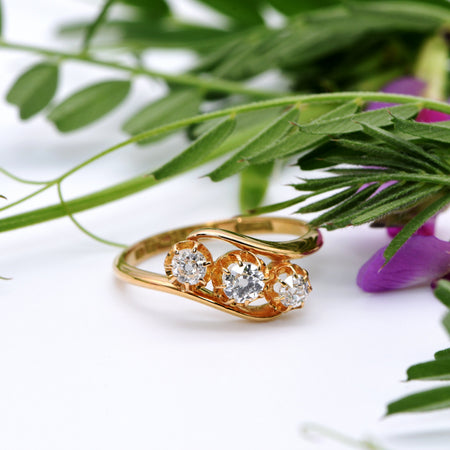 Trilogy Crossover Diamond Engagement Ring, Antique Art Deco (1911), 18ct Gold, 0.48ct, M - Antique Jewellers