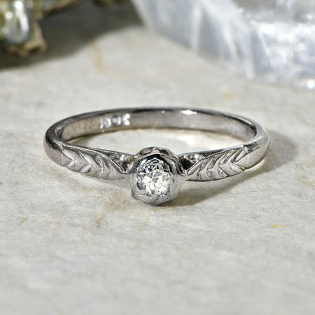 The Vintage Chevron Shouldered Diamond Ring - Antique Jewellers