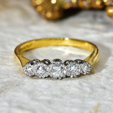 The Vintage Five Brilliant Cut Illusion Setting Diamond Ring - Antique Jewellers