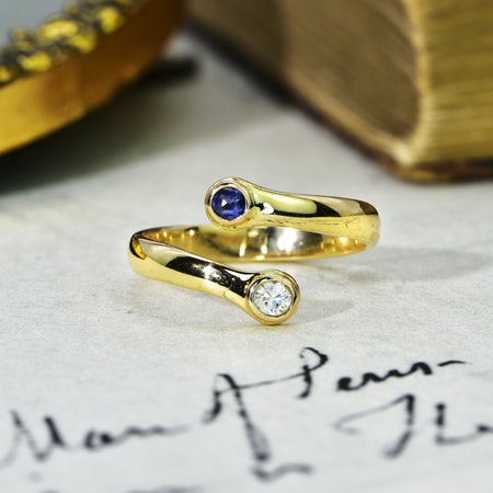 The Vintage Blue Topaz and Eight Cut Diamond Snake Ring - Antique Jewellers