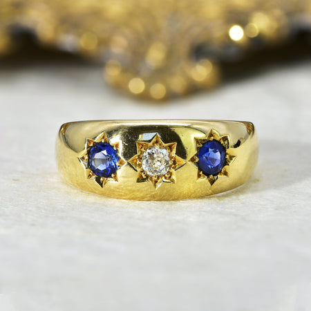 The Antique Edwardian 1909 Sapphire and Diamond Ring - Antique Jewellers