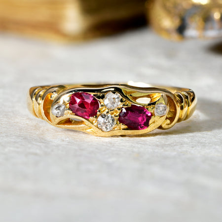 The Antique 1905 Ruby and Diamond Serpentine Ring - Antique Jewellers