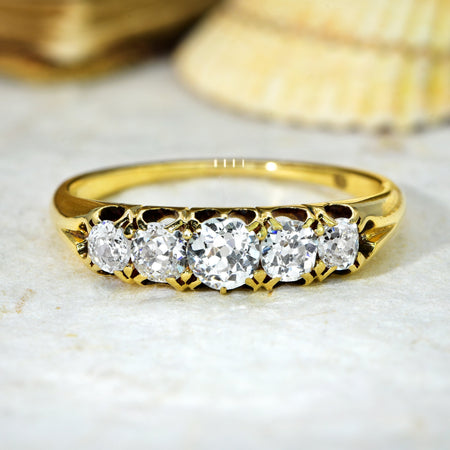 The Antique Victorian Five Old European Cut Diamond Ring - Antique Jewellers