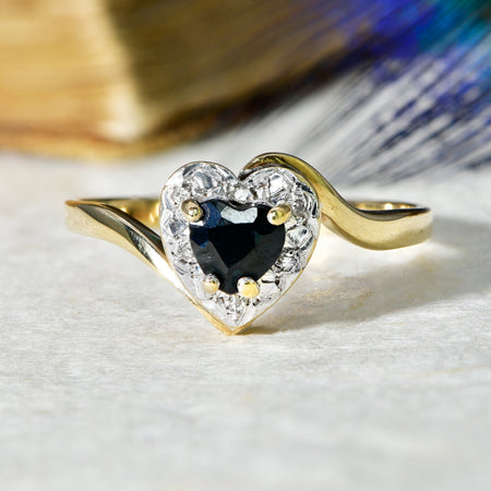 The Vintage Sapphire and Diamond Heart Ring - Antique Jewellers