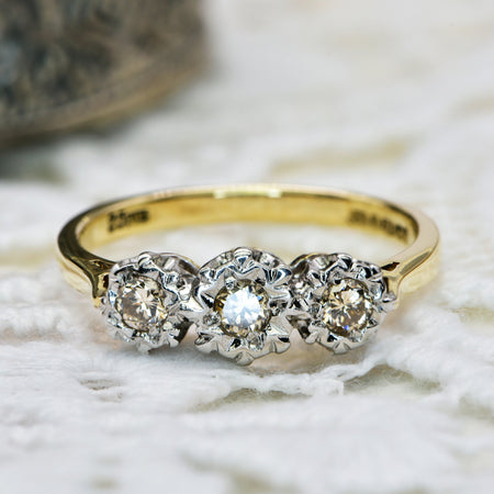 The Vintage 1993 Three Diamond Illusion Set Ring - Antique Jewellers