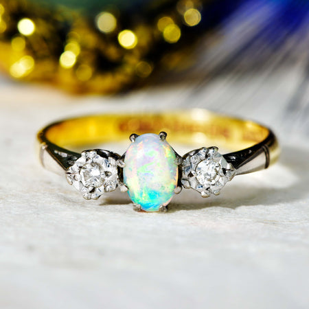 The Vintage 1986 Opal and Diamond Ring - Antique Jewellers