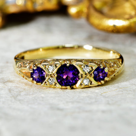 The Vintage 1981 Amethyst and Diamond Ring - Antique Jewellers