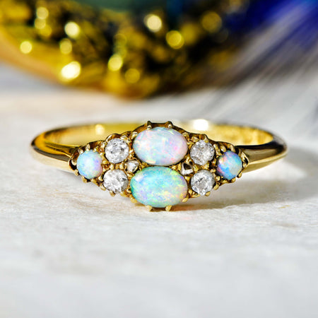 The Antique Edwardian 1907 Opal and Diamond Magical Ring - Antique Jewellers