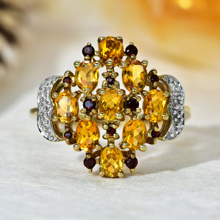 The Contemporary Madeira Citrine and Garnet Ring - Antique Jewellers
