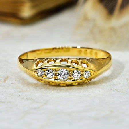 The Antique 1914 Bright Five Diamond Ring - Antique Jewellers