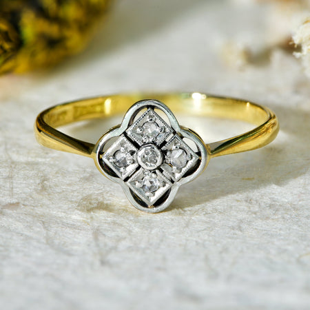 The Vintage Diamond Clover Ring - Antique Jewellers