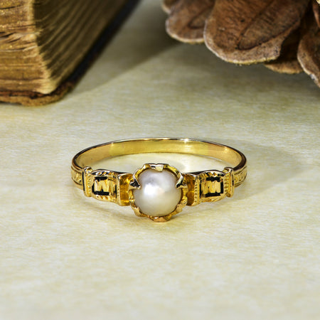 The Antique Victorian Era Pearl Solitaire Ring - Antique Jewellers