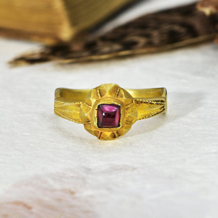 The Ancient Medieval Polished Garnet Cabochon Ring - Antique Jewellers