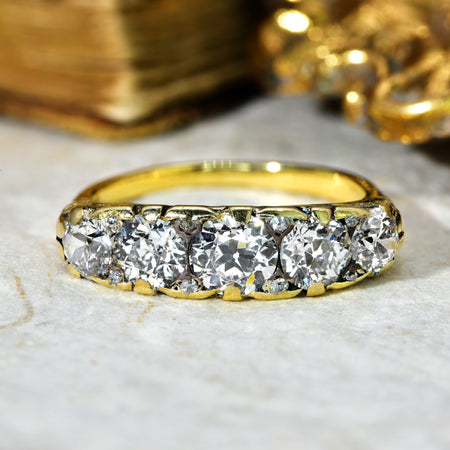 The Antique Bold Diamond Scroll Topped Ring - Antique Jewellers