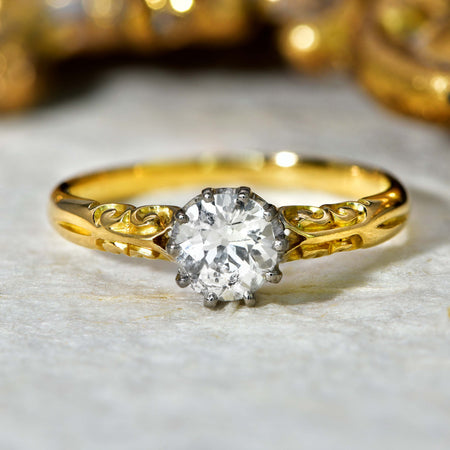 The Vintage Solitaire Diamond Scrolled Ring - Antique Jewellers