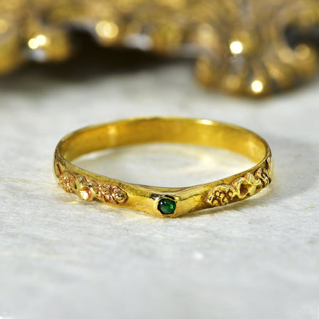 The Ancient Medieval Green & Gold Bishop's Stirrup Ring - Antique Jewellers