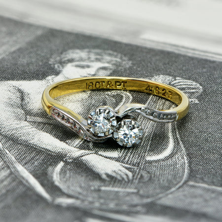 The Vintage 18ct Brilliant Cut Diamond Toi Et Moi Ring - Antique Jewellers