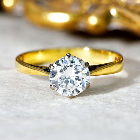 The Vintage 1976 Brilliant Cut Solitaire Diamond Glamourous Ring - Antique Jewellers