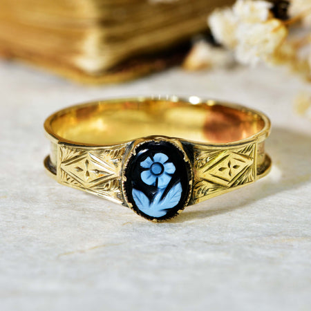 The Antique Victorian Onyx Cameo Mourning Ring - Antique Jewellers