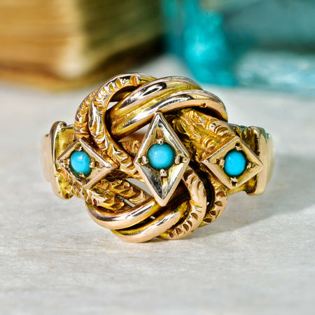 The Antique Victorian 1854 Turquoise Rope Ring - Antique Jewellers