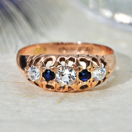 The Antique 1919 Sapphire and Clear Stone Ring - Antique Jewellers