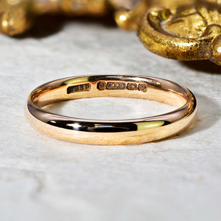 The Vintage 1939 9ct Rose Gold Court Wedding Ring - Antique Jewellers