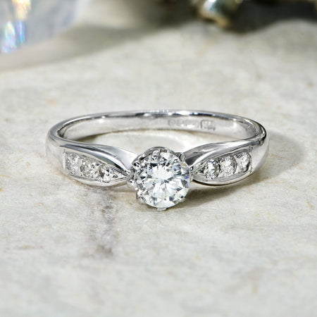 The Contemporary White Gold and Seven Diamond Ring - Antique Jewellers