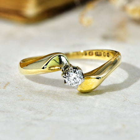 The Vintage 1982 Spiral Twist Solitaire Diamond Ring - Antique Jewellers