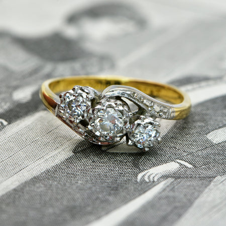 The Vintage 1961 Brilliant Cut Three Diamond Ring - Antique Jewellers
