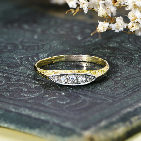 The Vintage Old Cut Diamond Boat Ring - Antique Jewellers