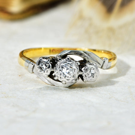 The Vintage Illusion Twist Brilliant Cut Diamond Ring - Antique Jewellers
