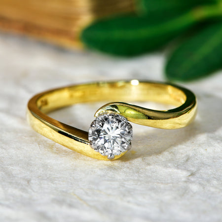 The Vintage Brilliant Cut Diamond Solitaire Swirl Ring - Antique Jewellers