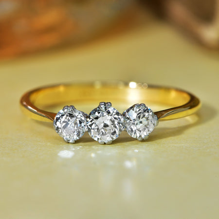 The Vintage Trio of Brilliant Cut Diamond Ring - Antique Jewellers