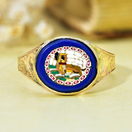 The Antique Victorian 1886 Mosaic of a Dog Ring - Antique Jewellers
