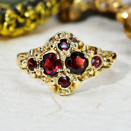 The Vintage 1972 Garnet Cluster Ring - Antique Jewellers