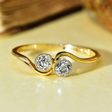The Vintage Toi Et Moi Old European Cut Diamond Ring - Antique Jewellers