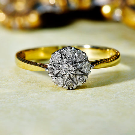 The Vintage Brilliant Cut Diamond Star Cluster Ring - Antique Jewellers