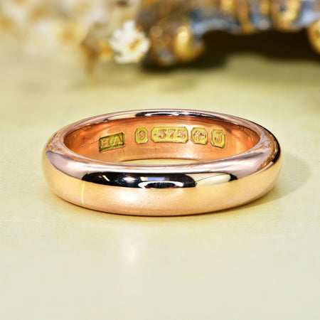 The Vintage 1933 9ct Rose Gold D-Shaped Wedding Ring - Antique Jewellers