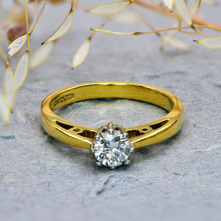 The Vintage London 18ct Gold Brilliant Cut Diamond Solitaire Ring - Antique Jewellers