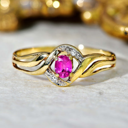 The Vintage Ruby and Diamond Wave Ring - Antique Jewellers