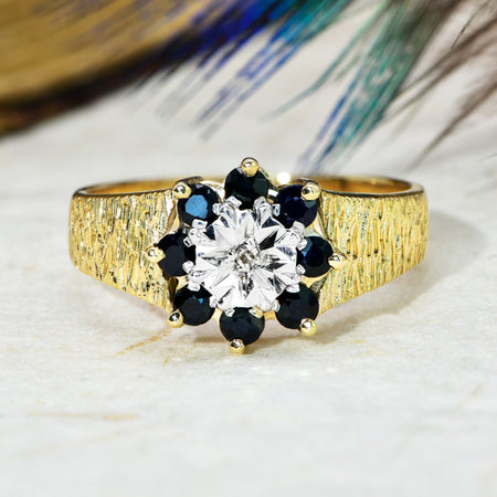 The Vintage 1978 Sapphire and Diamond Blossom Ring - Antique Jewellers