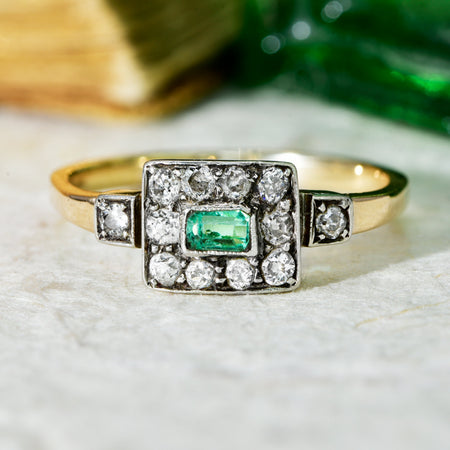 The Vintage Emerald and Diamond Chic Ring - Antique Jewellers