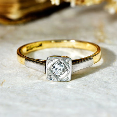 The Vintage Old European Cut Diamond Square Ring - Antique Jewellers
